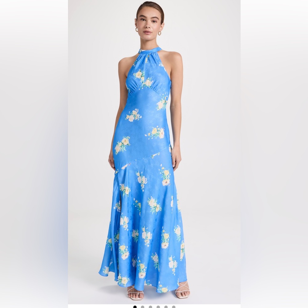 LoveShackFancy Brinda Maxi Gown Dress Blue floral 4